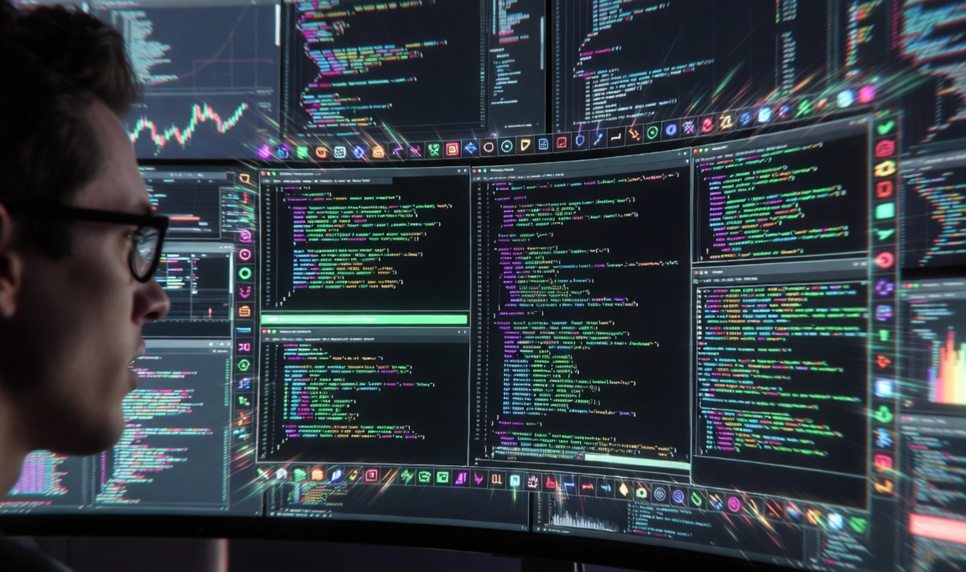 Desktop full of terminal windows